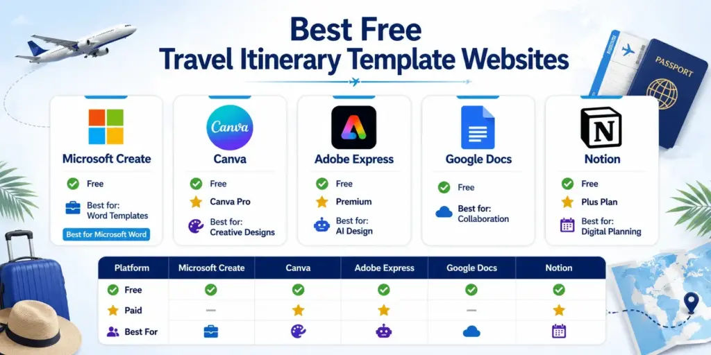 Free Travel itenary Compare